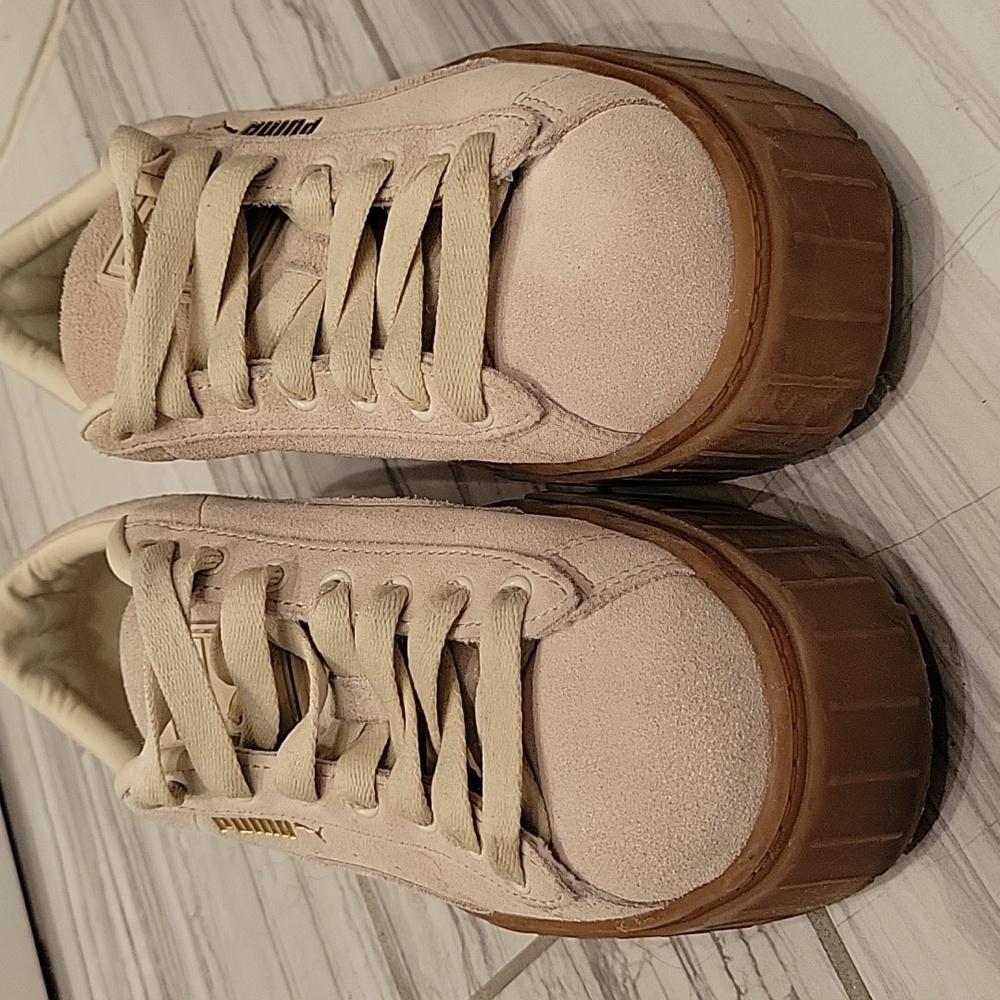 Puma Cream Platform Suede Sneakers - Picture 2 of 7
